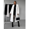 Bílý dlouhý faux fur kožešinový kabát NARCISA s páskem