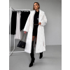Bílý dlouhý faux fur kožešinový kabát NARCISA s páskem