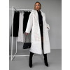 Bílý dlouhý faux fur kožešinový kabát NARCISA s páskem