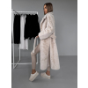 Krémový dlouhý faux fur kožešinový kabát NARCISA s páskem