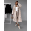 Krémový dlouhý faux fur kožešinový kabát NARCISA s páskem