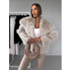 Béžový krátký faux fur kožesinový kabátek HILARI