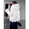 Bílý krátký faux fur kožesinový kabát JENEL