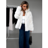 Bílý krátký faux fur kožesinový kabát JENEL