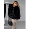 Černý krátký faux fur kožešinový kabátek GRISELDA