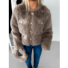 Hnědý krátký faux fur kožešinový kabátek GRISELDA