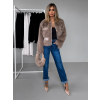 Hnědý krátký faux fur kožešinový kabátek GRISELDA