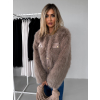 Hnědý krátký faux fur kožešinový kabátek GRISELDA
