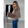 Hnědý krátký faux fur kožešinový kabátek GRISELDA