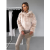 Krémový faux fur kožešinový kabátek GUDRUNIL