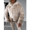 Krémový faux fur kožešinový kabátek GUDRUNIL
