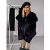 Černý krátký faux fur kožešinový kabátek HILARI s límcem