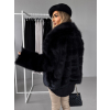 Černý krátký faux fur kožešinový kabátek HILARI s límcem