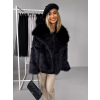 Černý krátký faux fur kožešinový kabátek HILARI s límcem