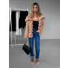 Hnědý krátký faux fur kožešinový kabát MOUNA