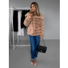 Hnědý krátký faux fur kožešinový kabát MOUNA