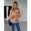 Hnědý krátký faux fur kožešinový kabát MOUNA