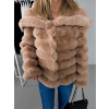Hnědý krátký faux fur kožešinový kabát MOUNA