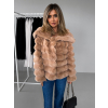 Hnědý krátký faux fur kožešinový kabát MOUNA