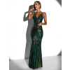 Zelené třpytivé dlouhé večerní šaty BOGUSY