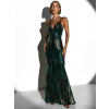 Zelené třpytivé dlouhé večerní šaty BOGUSY