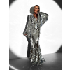 Stříbrné třpytivé flitrované šaty BORYS s dlouhým rukávem
