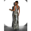 Stříbrné třpytivé dlouhé večerní šaty SYVAT