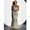 Béžové plesové dlouhé třpytivé šaty LAJSA