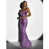 Fialové plesové dlouhé třpytivé šaty LAJSA