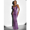 Fialové plesové dlouhé třpytivé šaty LAJSA