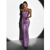 Fialové plesové dlouhé třpytivé šaty LAJSA
