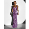 Fialové plesové dlouhé třpytivé šaty LAJSA
