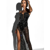 Černé dlouhé večerní třpytivé šaty BILINT