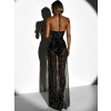 Černé dlouhé večerní třpytivé šaty BILINT