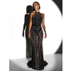 Černé třpytivé večerní šaty FARMER s kamínky a body