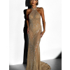 Hnědé večerní dlouhé třpytivé šaty FARMER s kamínky