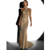 Hnědé večerní dlouhé třpytivé šaty FARMER s kamínky