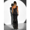 Černé dlouhé třpytivé flitrované šaty ROZALIN