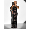 Černé dlouhé třpytivé flitrované šaty ROZALIN