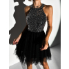 Černé tylové krátké třpytivé šaty NANCYS