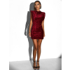 Červené flitrované koktejlové krátké šaty CILKA