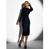 Černé třpytivé elegantní midi šaty CYNTIE