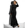 Černé třpytivé dlouhé šaty BISERKA s dlouhým rukávem