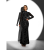 Černé třpytivé dlouhé šaty BISERKA s dlouhým rukávem