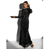 Černé třpytivé dlouhé šaty BISERKA s dlouhým rukávem