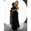 Černé třpytivé tylové šaty CAITLINE s volány