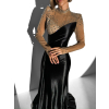 Černé saténové dlouhé večerní šaty BIRGA