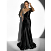 Černé saténové dlouhé večerní šaty BIRGA