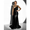 Černé saténové dlouhé večerní šaty BIRGA