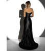 Černé saténové dlouhé večerní šaty BIRGA
